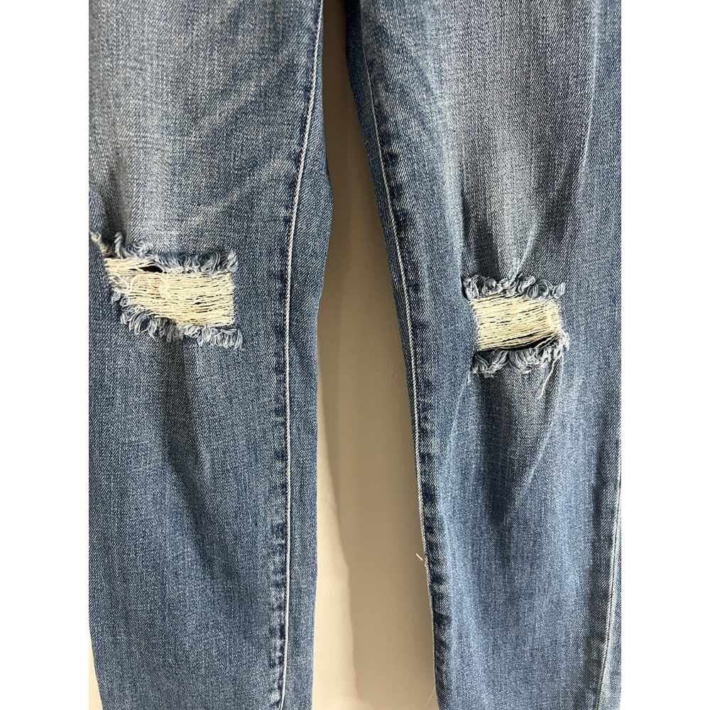 KUT from the Kloth Distressed Raw Hem Straight Leg Jeans Blue Size 4 KP0937MA4 - Picture 4 of 11